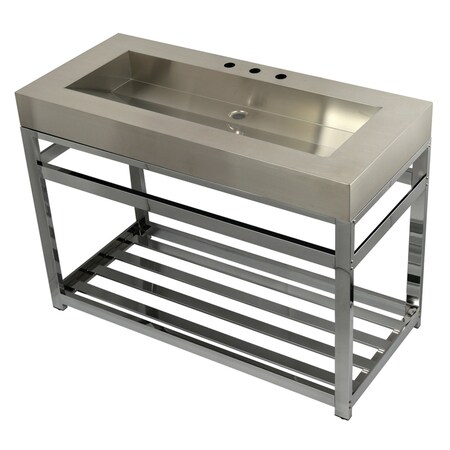 Fauceture KVSP4922A1 49" Stainless Steel Sink W/ Steel Console Sink Base, Chrome KVSP4922A1